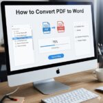 Step-by-step guide image for converting PDF files to editable Word documents online.